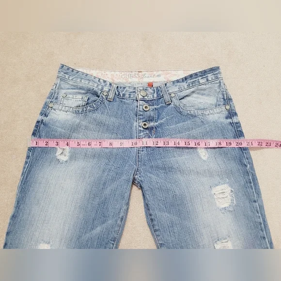 Y2K GUESS Jeans Boyfriend Distressed Button Fly 100% Cotton Denim Jeans Size 30 - Picture 8 of 15